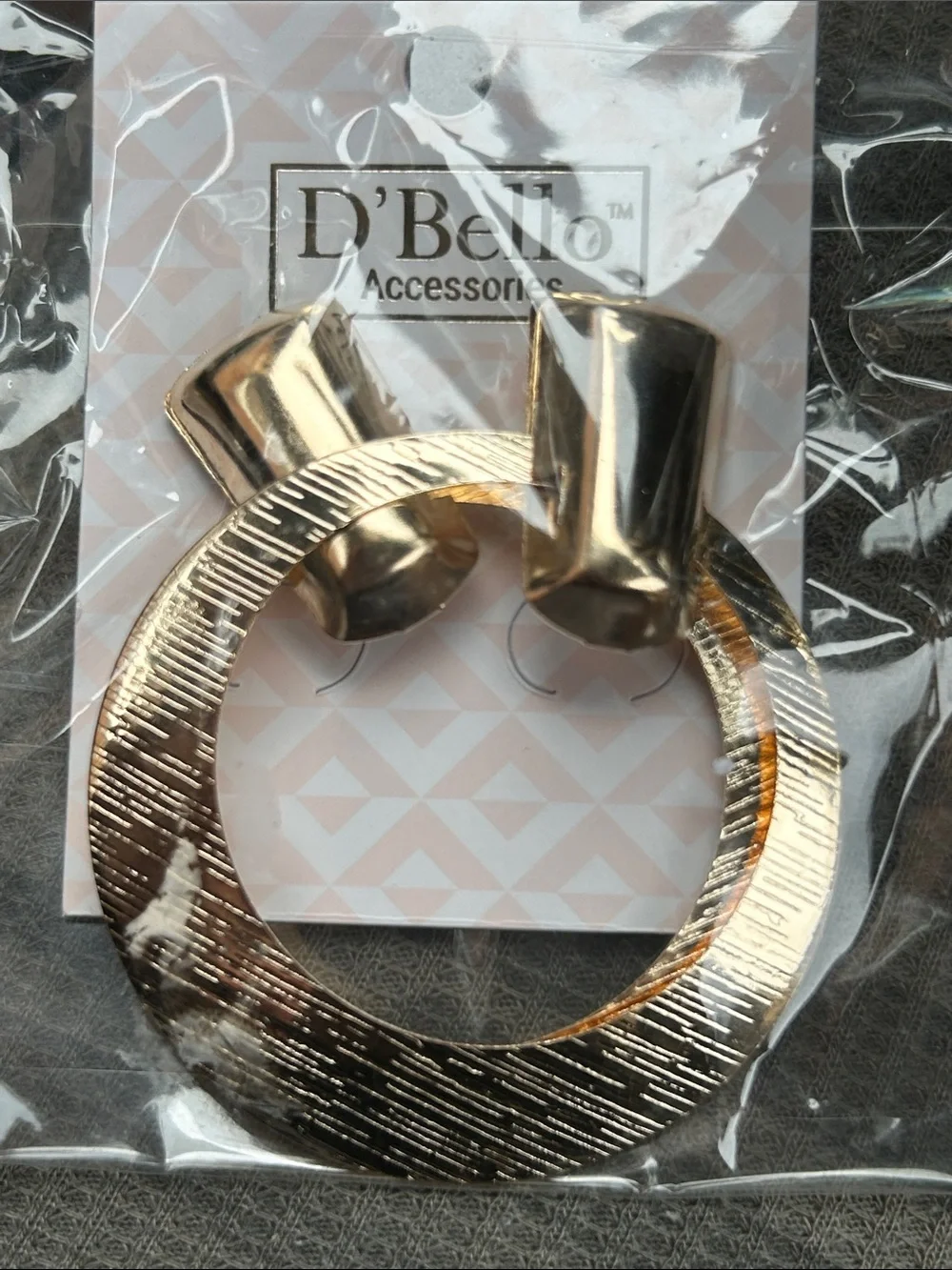 D’ Bello Gold Textures Hoop Earrings NWT
